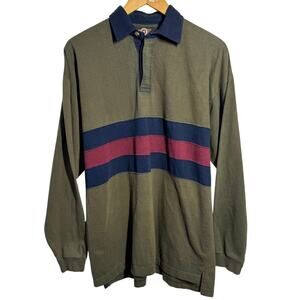 American Outpost Vintage 90s Y2K Rugby Shirt Men M Green Red Blue Stripe Preppy
